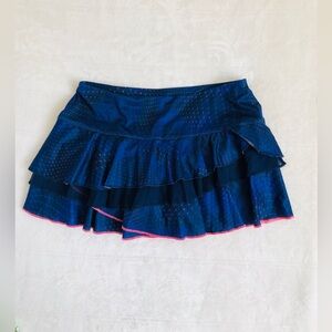 Lucky in Love Blue Layered Tennis Pickleball Skirt Skort